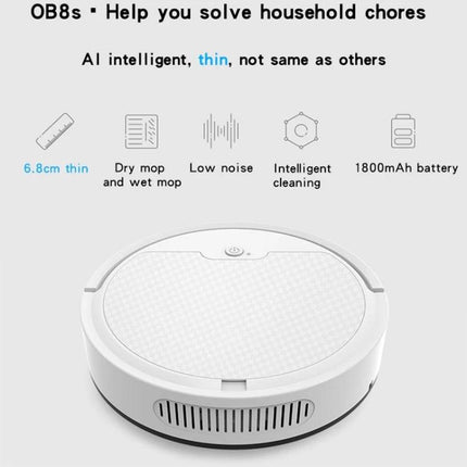 BOWAI OB8S Robot for Sweeping and Mopping Home Floors - slim 6.8cm AI robot vacuum with dry/wet mop, low noise, intelligent cleaning, 1800mAh battery
