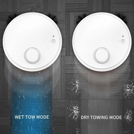 BOWAI OB12 Intelligent USB Charging Household Sweeping Robot showing wet tow mode and dry towing mode on hardwood floor