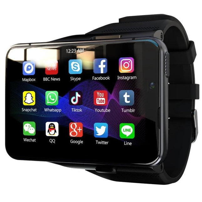 LOKMAT Smart Watch for Daily Connectivity and Activity Tracking showing large 2.88-inch screen with social apps icons and black silicone strap