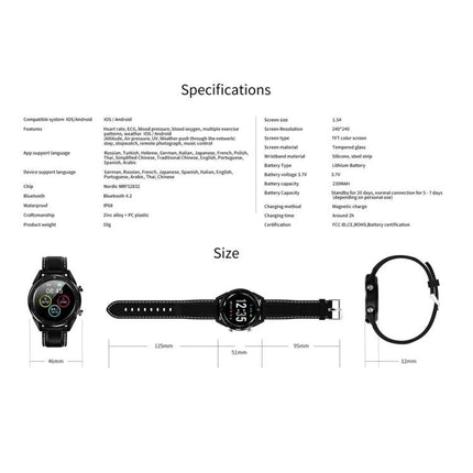 Smartwatch for Everyday Health Tracking and Notifications — 1.54-inch 240x240 display, heart rate monitoring, call and notification alerts, sleek black strap
