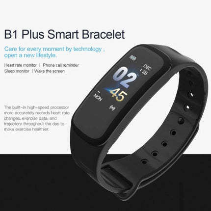 TLW Tracker for Everyday Activity and Sleep Monitoring black smart wristband showing time, steps and sleep tracking on screen