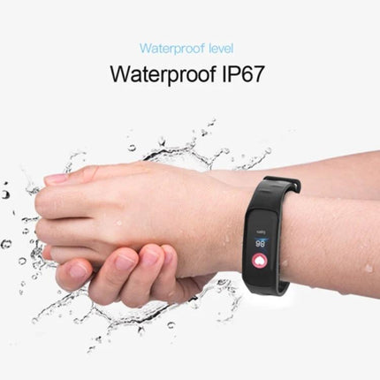 TLW Tracker for Everyday Activity and Sleep Monitoring black wristband shown with water splashes highlighting its Waterproof IP67 feature