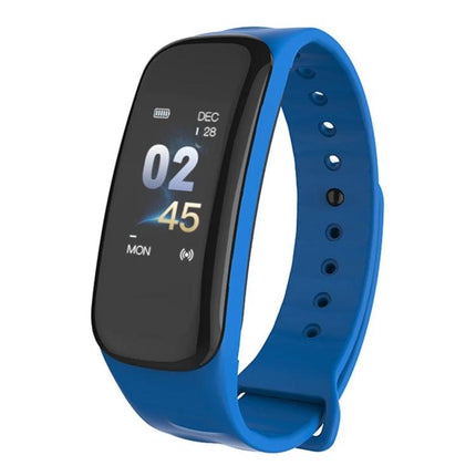 TLW Tracker for Everyday Activity and Sleep Monitoring blue wristband showing time, date and activity icons for steps and notifications