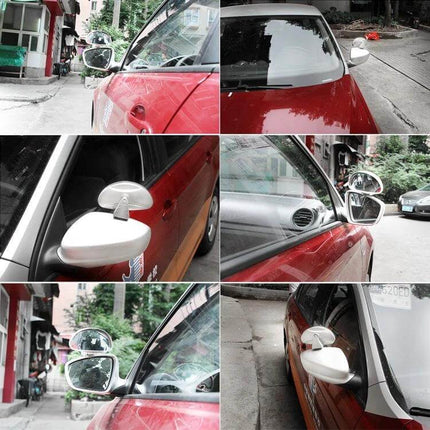 Adjustable Wide Angle Rear View Blind Spot Mirror for Safe Driving on red car showing universal up down left right adjustability