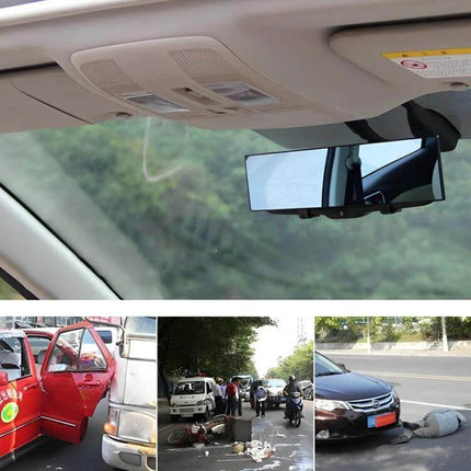 Wide Angle High-Reflection Interior Car Rear View Mirror for Safety installed showing expanded rear and side visibility to reduce blind spots and glare