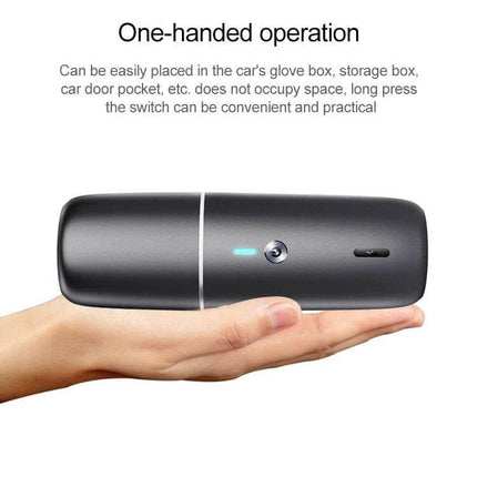 Navy Blue Wireless Handheld Vacuum Cleaner For Car And Home shown one-handed, compact ergonomic cordless vacuum in use