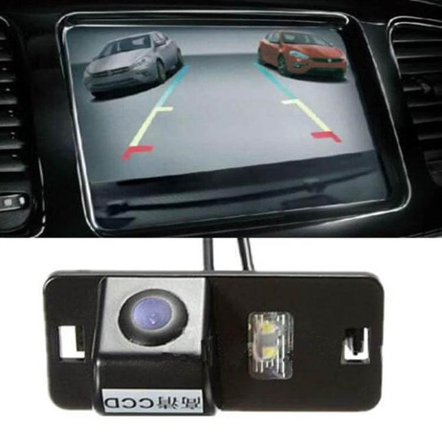 Waterproof Rear View Parking Camera for BMW Vehicles mounted showing parking guidelines and improved rear visibility