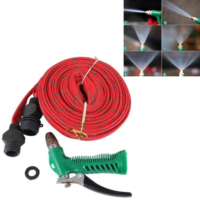 High Pressure 20 Meter Garden Hose for Car and Garden Cleaning with nozzle and connectors shown