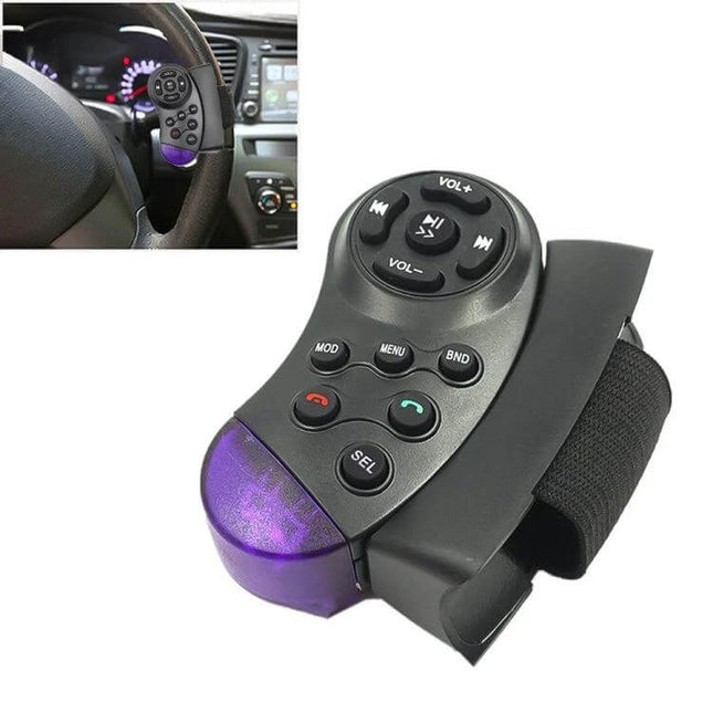 Universal 11-Key Steering Wheel Multimedia Remote Controller for Cars - black 11-button steering wheel remote with strap for volume and track control