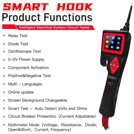 TopDiag Analyzer for Routine Vehicle Diagnostics at Home - handheld smart hook electrical system circuit tester for relay, diode, oscilloscope and multimeter tests
