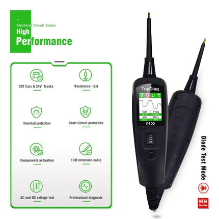 TopDiag Analyzer for Everyday Car Maintenance Tasks - handheld automotive circuit tester for battery voltage, resistance, diode, overload and short circuit protection