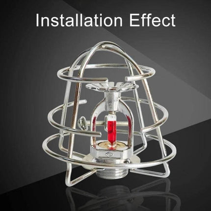 Metal Protective Guard for Fire Sprinkler Head Safety - chrome metal cage guard installed over sprinkler head to prevent accidental damage
