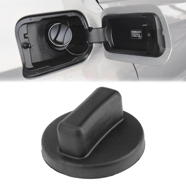 Mercedes Benz Fuel Tank Cap For Easy Refilling Replacement ABS black fuel cap shown beside vehicle fuel door, easy press-on installation