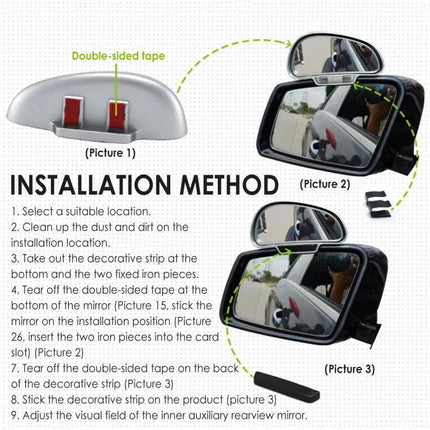 Wide Angle Adjustable Blind Spot Mirror for Left Side Vehicles