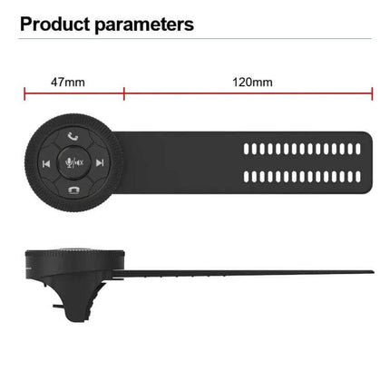 Universal Strap Shape Steering Wheel Remote Control For Car Multimedia - black ABS strap remote showing buttons and 120mm length