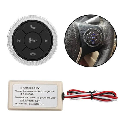 Steering Wheel Button Controller Wireless Remote for Car DVD compact adhesive-mounted remote for steering wheel control, CR2025 battery, play/pause/volume