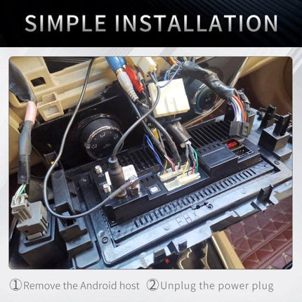 Steering Wheel Button Controller Wireless Remote for Car DVD adhered to steering wheel area showing simple installation and wiring with CR2025 battery