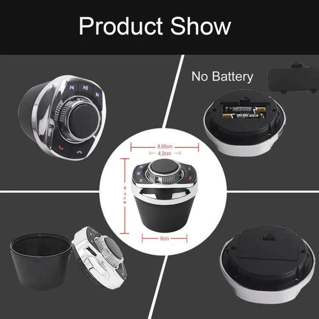 Car Cup Holder Remote Button With Eight Functions For Easy In Car Use - compact ABS remote fits cup holder, 8 keys, battery compartment visible