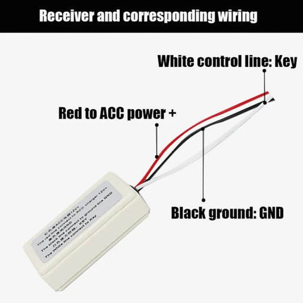 Car Cup Holder Remote Button With Eight Functions For Easy In Car Use - white control line key, red ACC power+, black ground GND receiver wiring diagram