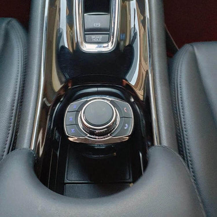 Car Cup Holder Remote Button With Eight Functions For Easy In Car Use installed in cup holder showing eight-button ABS remote for reachable in-car control