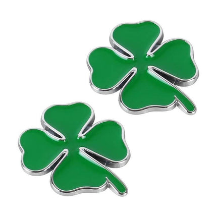 Set of 2 Metal Four Leaf Clover Car Decoration Stickers - green metal clover emblems for hood bumper doors