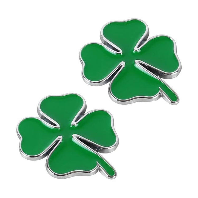 Set of 2 Metal Four Leaf Clover Car Decoration Stickers - green metal clover emblems for hood bumper doors