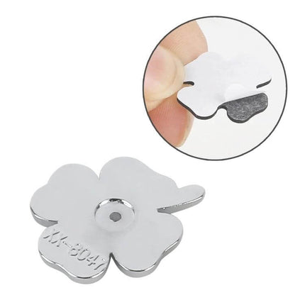 Set of 2 Metal Four Leaf Clover Car Decoration Stickers - silver metal clover emblem with adhesive backing for hood bumper doors