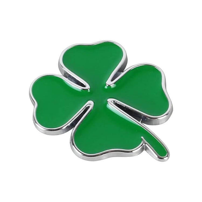 Four Leaf Clover Metal Sticker for Car Decoration, 4x3 cm Size - green metal clover car decal, durable non-permanent bumper emblem
