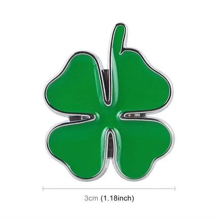 Four Leaf Clover Metal Sticker for Car Decoration, 4x3 cm Size - green metal clover car decal, durable non-permanent 4x3 cm