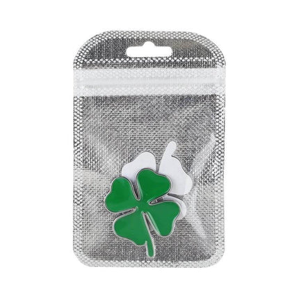 Four Leaf Clover Metal Sticker for Car Decoration, 4x3 cm Size - green metal four-leaf clover car sticker in silver pouch, durable non-permanent car decal