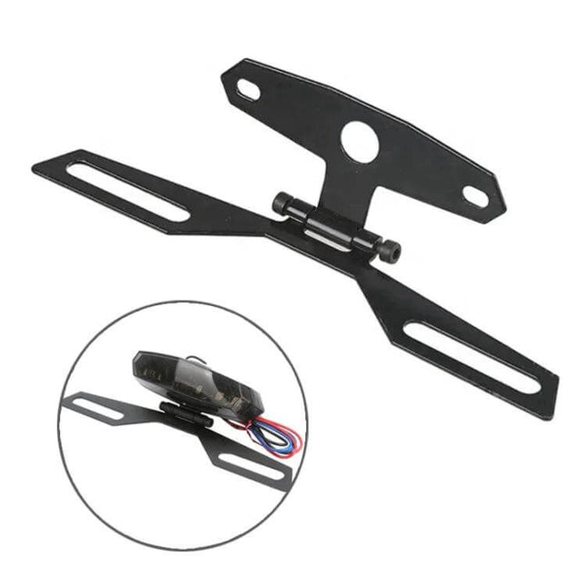 Adjustable Motorcycle Taillight Folding Bracket for Secure Use - durable black folding taillight mount for motorcycles and ATVs, adjustable alignment