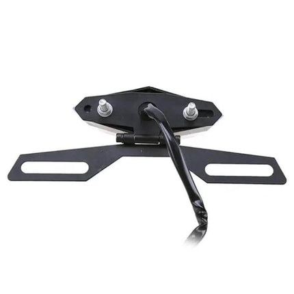 Adjustable Motorcycle Taillight Folding Bracket for Secure Use - black metal folding taillight mount for motorcycles and ATVs