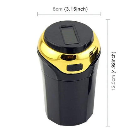 Solar-Powered Car Ashtray with Built-in LED Light and Cover