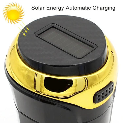 Solar-Powered Car Ashtray with Built-in LED Light and Cover