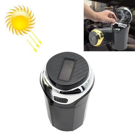 Solar-Powered Car Ashtray with Built-in LED Light and Cover