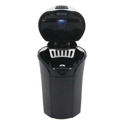 Solar-Powered Car Ashtray with Built-in LED Light and Cover