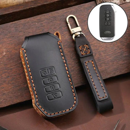 Hallmo Cowhide Leather Protective Case for Kia 5-Button Keys | Syndmart