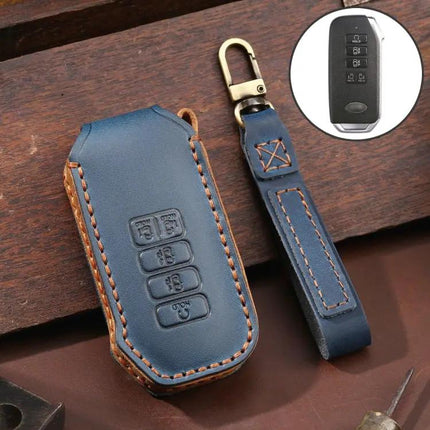 Hallmo Cowhide Leather Protective Case for Kia 5-Button Keys | Syndmart