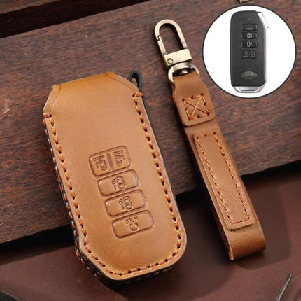 Hallmo Cowhide Leather Protective Case for Kia 5-Button Keys | Syndmart