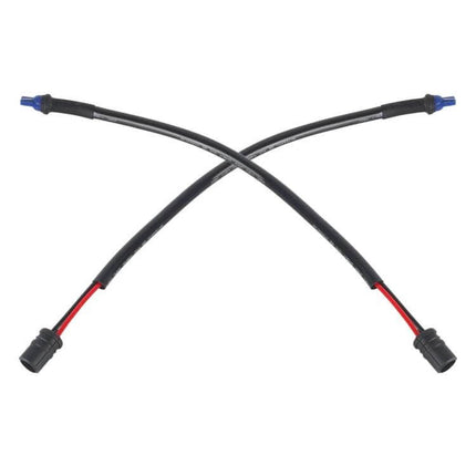 Car T10 LED Bulb Extension Cable For Easy Installation black flexible pair with durable connectors crossed on white background