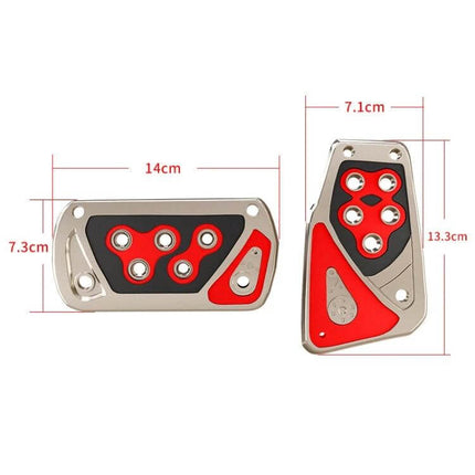 Car Brake Pedal For Safe Daily Driving With Anti Skid Metal – red black metal anti-skid pedal set, enlarged surface for better grip (14x7.3cm & 13.3x7.1cm)
