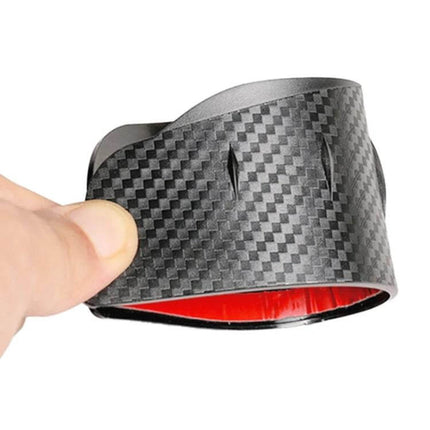 Protective Rear View Mirror Rain Shield with Carbon Fiber Design installed on side mirror showing carbon fiber texture