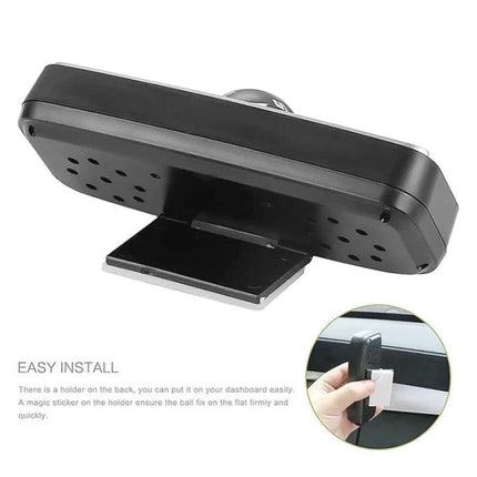 LC-3 Car Compass and Thermometer for Daily Driving Assistance dashboard mount showing back view and easy-install holder