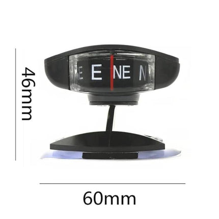 Dashboard Compass for Everyday Vehicle Navigation - compact dashboard-mounted compass showing cardinal headings, 60mm x 46mm, black housing