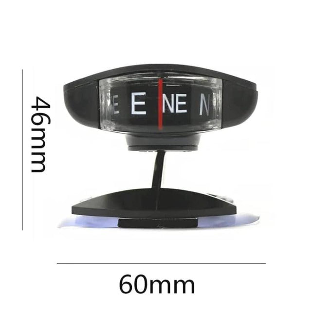 Dashboard Compass for Everyday Vehicle Navigation - compact dashboard-mounted compass showing cardinal headings, 60mm x 46mm, black housing
