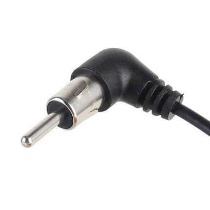 Universal Car FM Radio Antenna Signal Amplifier Booster showing right-angle antenna plug and cable for improved car FM reception
