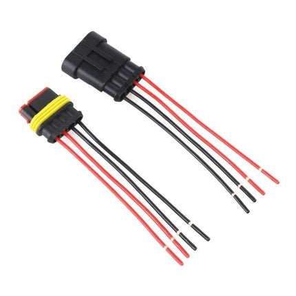 Waterproof Car Connector Plug for Everyday Vehicle Maintenance – waterproof 4-pin wiring plug with red and black leads for vehicle light and accessory repairs