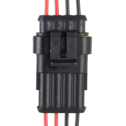 Waterproof Car Connector Plug for Everyday Vehicle Maintenance - black 3-pin waterproof wiring connector with red and black wires