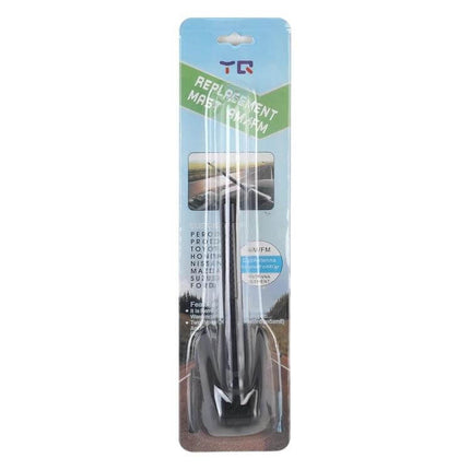 Aluminum Alloy Car Roof Antenna Mast for Radio Signal Use - sleek decorative black mast with adhesive base in retail packaging