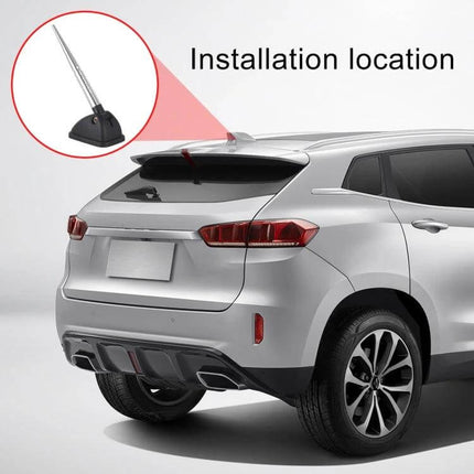 Durable Car Roof Antenna Mast for Improved Radio Reception on silver SUV rear roof, decorative easy-attach antenna mast installation